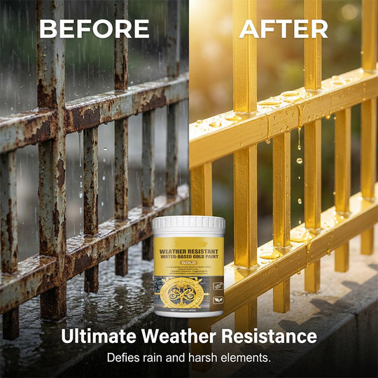 🥳2026 HOT SALE🥳💞50K+ SOLD!🏠✨40% OFF! Weather Resistant Gold Paint – Water‑based, brilliant shine. Safe for metal, wood & stone. Lasts rain or shine! 🖌️💛