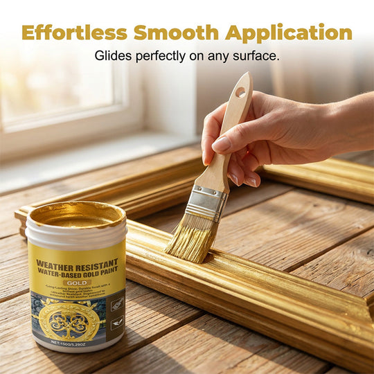 🥳2026 HOT SALE🥳💞50K+ SOLD!🏠✨40% OFF! Weather Resistant Gold Paint – Water‑based, brilliant shine. Safe for metal, wood & stone. Lasts rain or shine! 🖌️💛