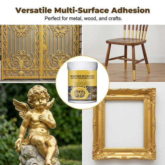 🥳2026 HOT SALE🥳💞50K+ SOLD!🏠✨40% OFF! Weather Resistant Gold Paint – Water‑based, brilliant shine. Safe for metal, wood & stone. Lasts rain or shine! 🖌️💛