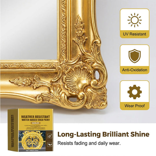 🥳2026 HOT SALE🥳💞50K+ SOLD!🏠✨40% OFF! Weather Resistant Gold Paint – Water‑based, brilliant shine. Safe for metal, wood & stone. Lasts rain or shine! 🖌️💛