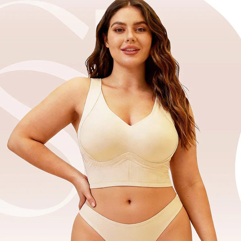🥳2026 HOT SALE🥳💞50K+ SOLD!👗🌸 50% OFF! Full Coverage Seamless Support Bra – Anti‑sagging, side smoothing, wide straps. All‑day comfort & lift. 👙✨