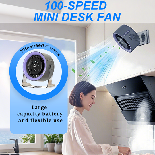 [Summer Essential] Redhut 2026 Desk Fan with LED Display USB Powered Portable 100 Speeds 120° Tilt Quiet Long Battery Life Oscillating Table Fan for Bedroom Office Home Camping