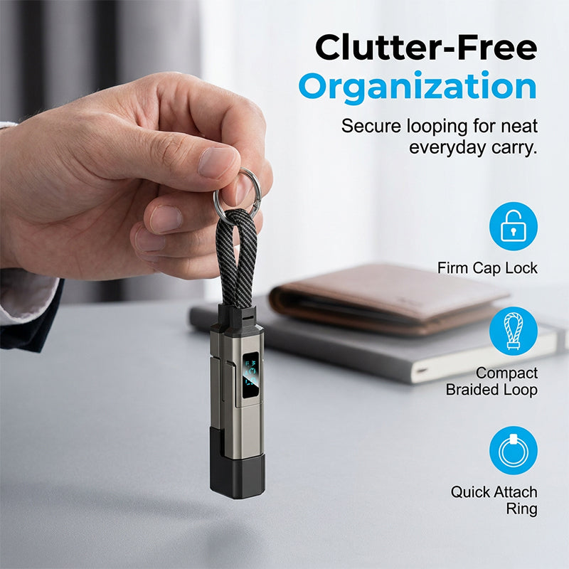 🔥Portachiavi con display digitale 4 in 1 e cavo di ricarica