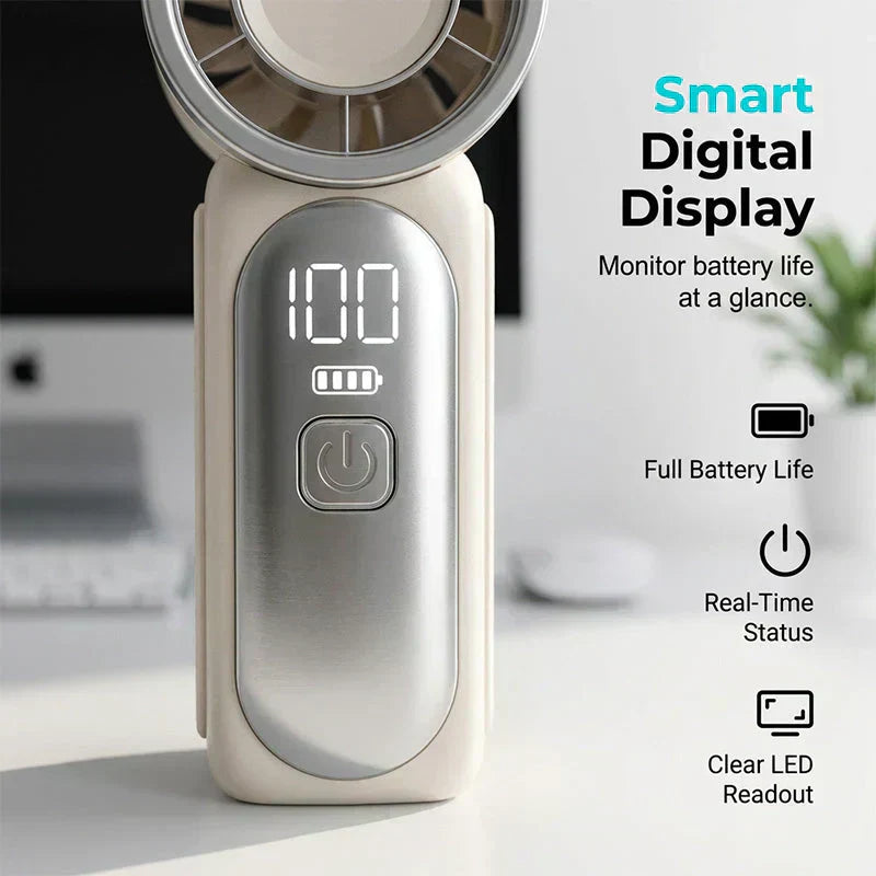 ❄️ Ventilatore portatile Turbo – 16900 giri/minuto, 6 velocità, display a LED