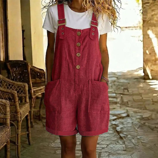 💥Retro Solid Color Romper with Adjustable Straps