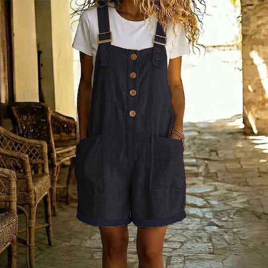 💥Retro Solid Color Romper with Adjustable Straps
