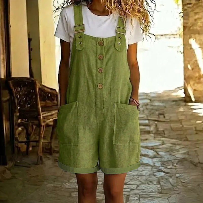 💥Retro Solid Color Romper with Adjustable Straps