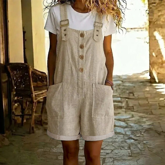 💥Retro Solid Color Romper with Adjustable Straps