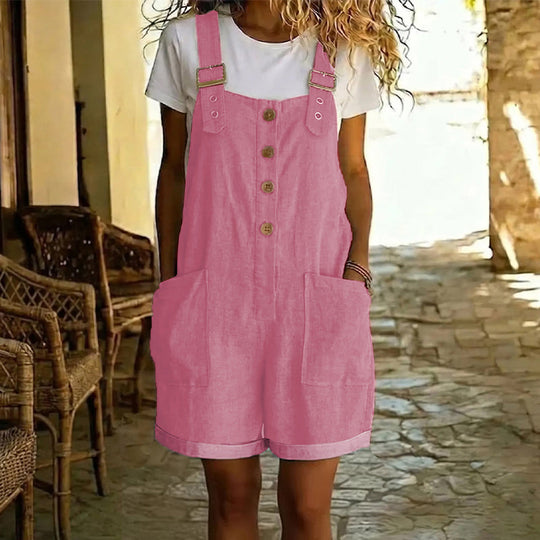 💥Retro Solid Color Romper with Adjustable Straps