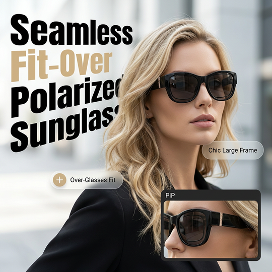 EUNOIALENS Fit-Over Prescription Sunglasses, Oversized Square Full-Rim Plastic Frames, UV400 Protection, Trendy Stylish Women's Unisex Fashion Accessory, Single Pair summerwins