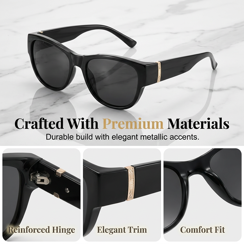 EUNOIALENS Fit-Over Prescription Sunglasses, Oversized Square Full-Rim Plastic Frames, UV400 Protection, Trendy Stylish Women's Unisex Fashion Accessory, Single Pair summerwins