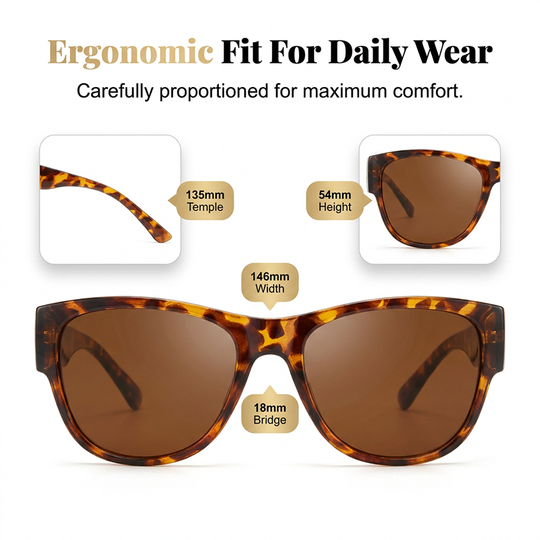 EUNOIALENS Fit-Over Prescription Sunglasses, Oversized Square Full-Rim Plastic Frames, UV400 Protection, Trendy Stylish Women's Unisex Fashion Accessory, Single Pair summerwins