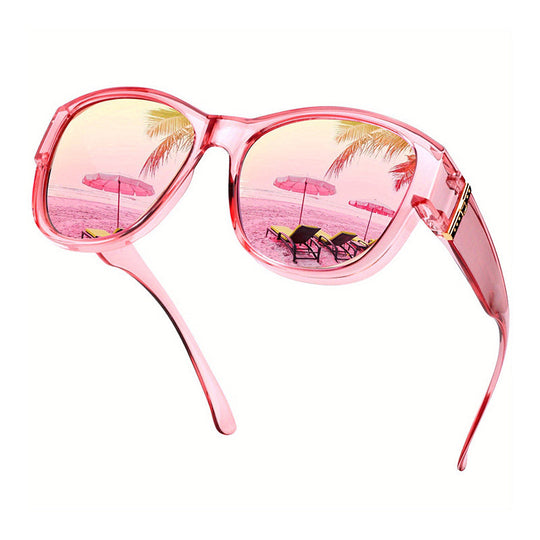 EUNOIALENS Fit-Over Prescription Sunglasses, Oversized Square Full-Rim Plastic Frames, UV400 Protection, Trendy Stylish Women's Unisex Fashion Accessory, Single Pair summerwins
