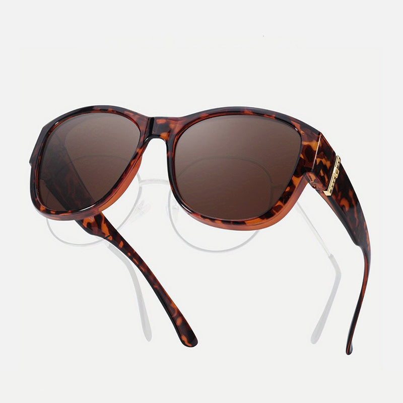 EUNOIALENS Fit-Over Prescription Sunglasses, Oversized Square Full-Rim Plastic Frames, UV400 Protection, Trendy Stylish Women's Unisex Fashion Accessory, Single Pair summerwins