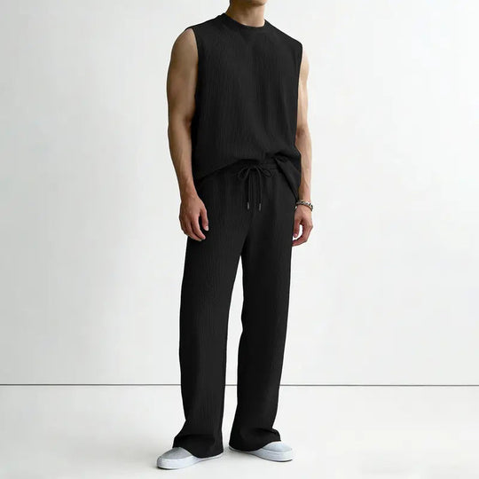⚽️🏆️World Cup Sale:40% OFF🎉70K+ SOLD! 🥳Men's Ribbed Sleeveless Tank Top & Pants 2-Piece Set