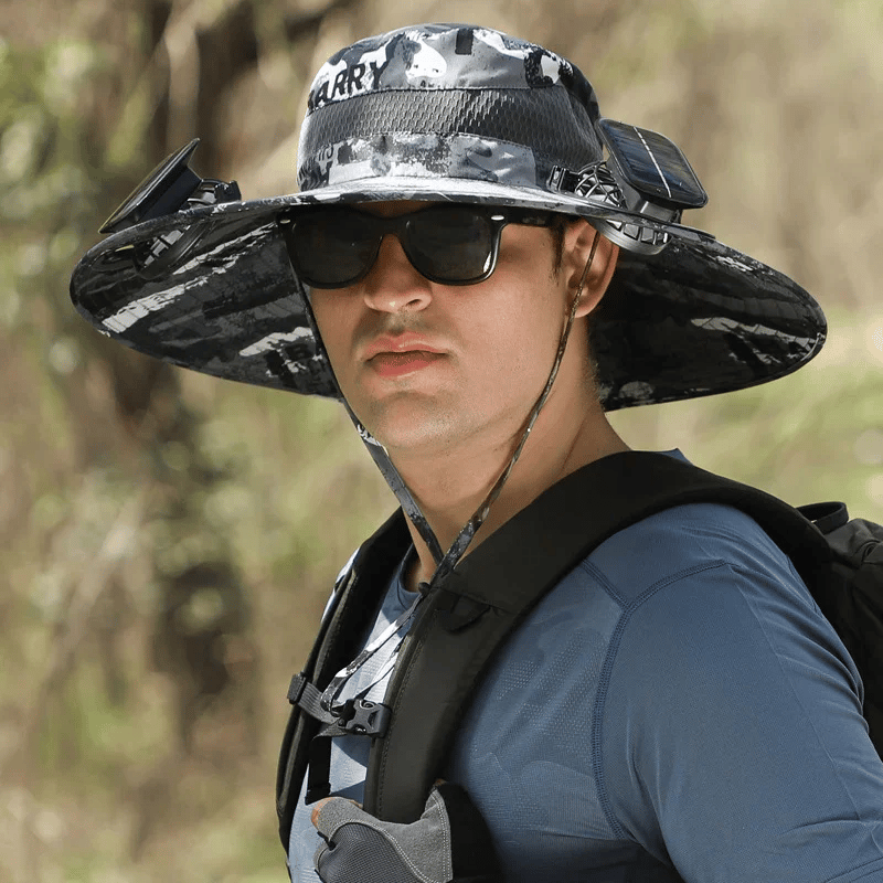 New Solar-Powered Outdoor Cooling Fan Hat — Sun Protection Hat with Solar Fan | Dual-Power Rechargeable Fan | Outdoor Water-Resistant Fan | Ideal for Sporting Events | Unisex Design | TikTokShopSpringGlowUp Sun Bucket Hat Lightweight Golf Hat