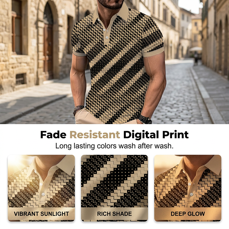 📢📢50% OFF !! ⏰Men's Geometric Print Collared Shirts