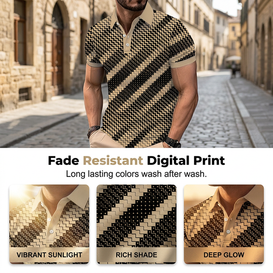 📢📢50% OFF !! ⏰Men's Geometric Print Collared Shirts