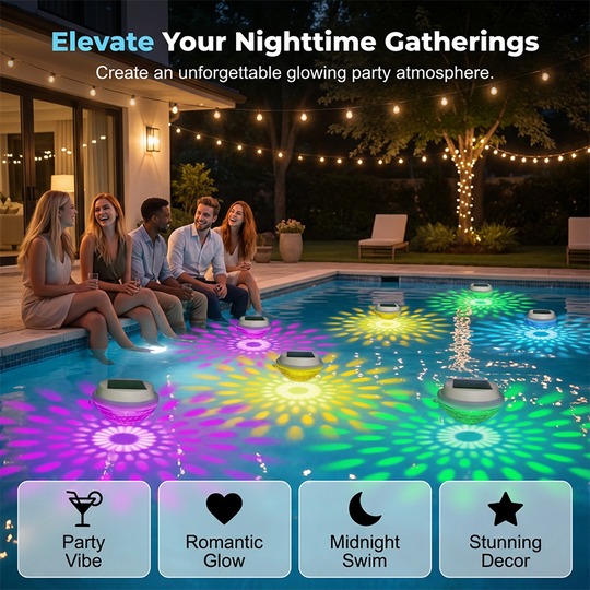 💥Solar Floating Pool Lights with Remote Control — RGB Colour-Changing, IP68 Waterproof, 16 Lighting Modes