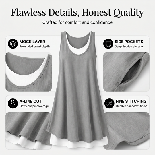 Women's Sleeveless Fake 2-Piece Dress
