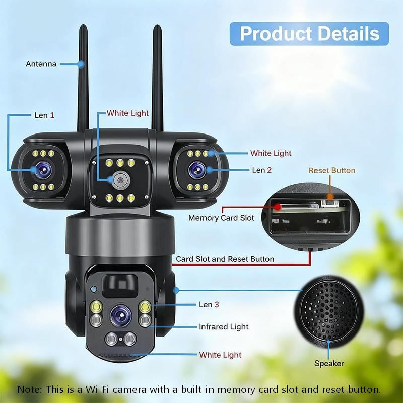 ⏳ LIMITED-TIME 50% OFF! ⏰6K 9MP Outdoor Wi-Fi Security Camera | 10x Zoom, 3 Lenses, 360° PTZ | IP66 Waterproof, Color Night Vision, Two-Way Audio, Motion Tracking