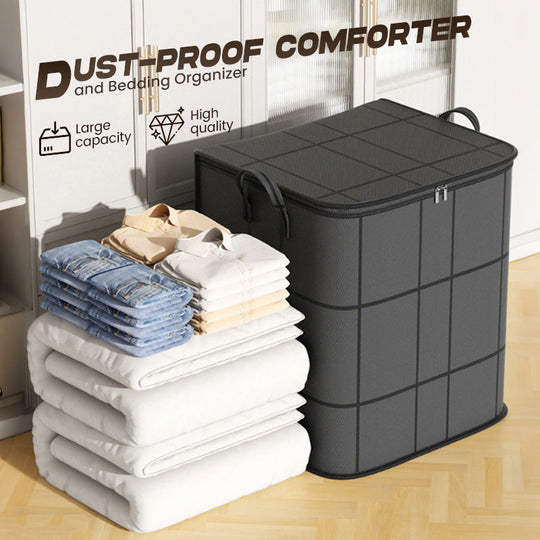 Spacious Moving Storage Bin, Zippered Organizer for Quilts, Bedding & Sweaters, Large Capacity Fabric Bag for Moving Day, Closet & Bedroom Use
