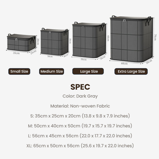 Spacious Moving Storage Bin, Zippered Organizer for Quilts, Bedding & Sweaters, Large Capacity Fabric Bag for Moving Day, Closet & Bedroom Use