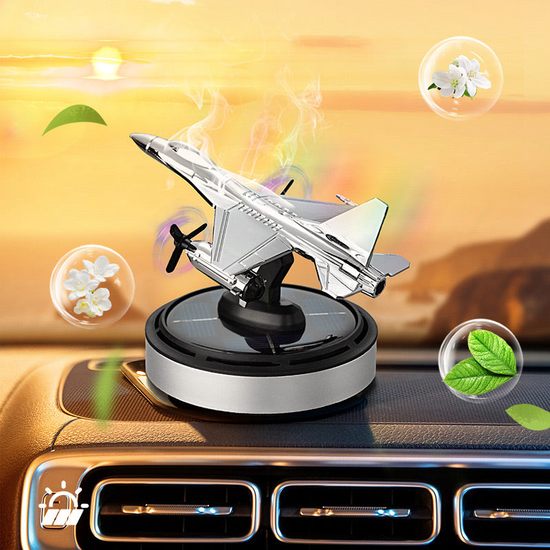 🚗A great car fragrance elevates your driving demeanor instantly！Airplane Solar Energy Rotating Car Air Freshener Scents Diffuser Ornament