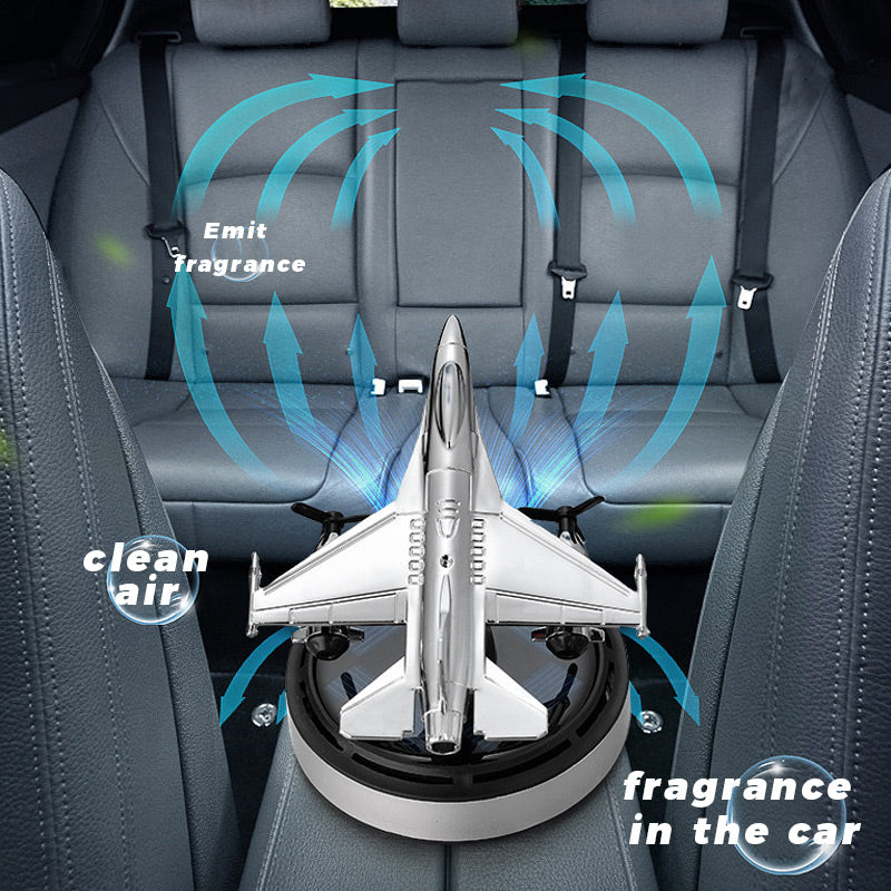 🚗A great car fragrance elevates your driving demeanor instantly！Airplane Solar Energy Rotating Car Air Freshener Scents Diffuser Ornament