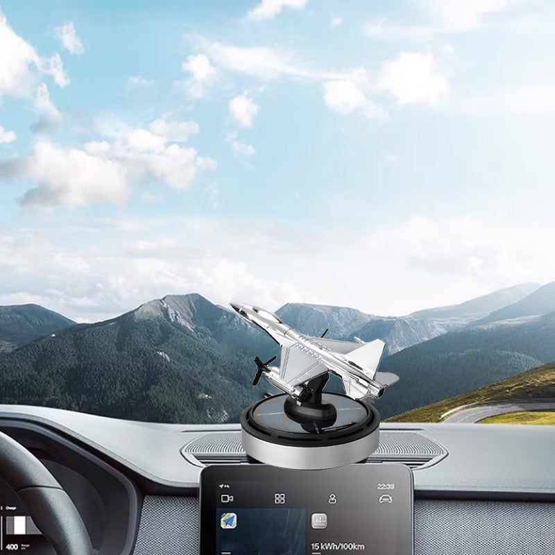 🚗A great car fragrance elevates your driving demeanor instantly！Airplane Solar Energy Rotating Car Air Freshener Scents Diffuser Ornament