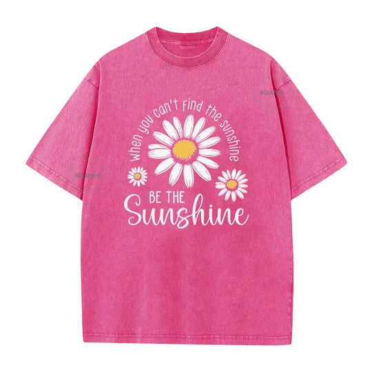 Unisex Vintage Washed Daisy Print Loose Fit T-Shirt