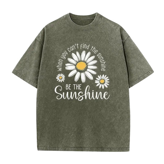 Unisex Vintage Washed Daisy Print Loose Fit T-Shirt