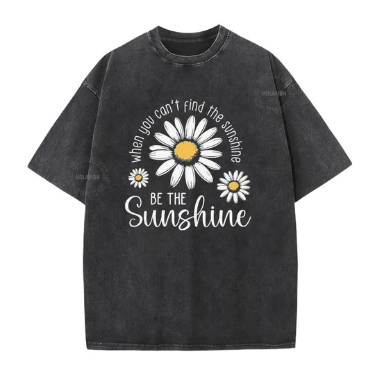 Unisex Vintage Washed Daisy Print Loose Fit T-Shirt