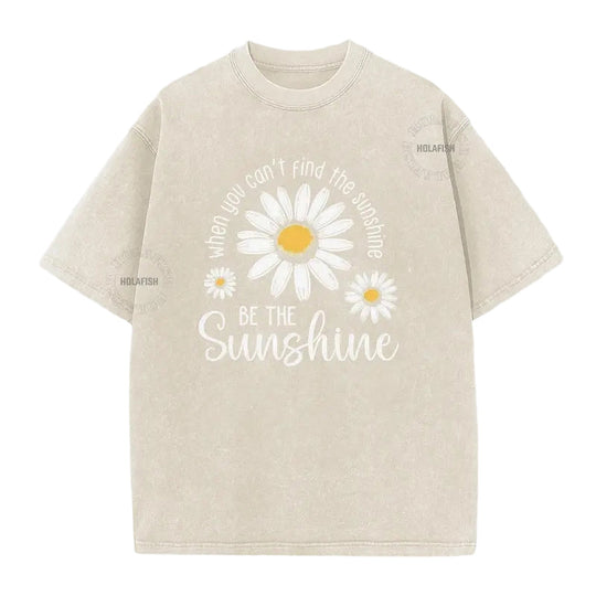 Unisex Vintage Washed Daisy Print Loose Fit T-Shirt