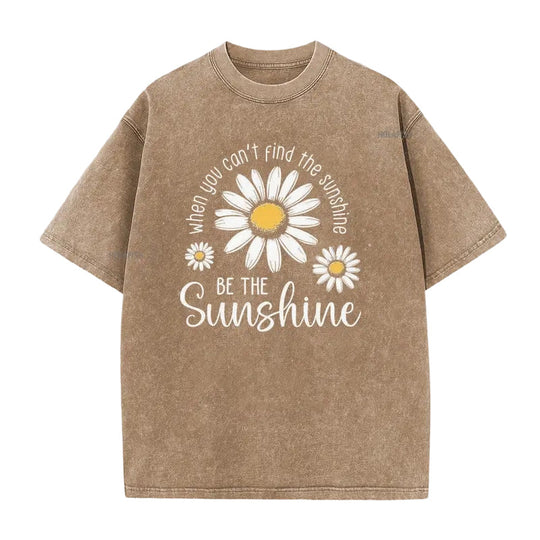 Unisex Vintage Washed Daisy Print Loose Fit T-Shirt