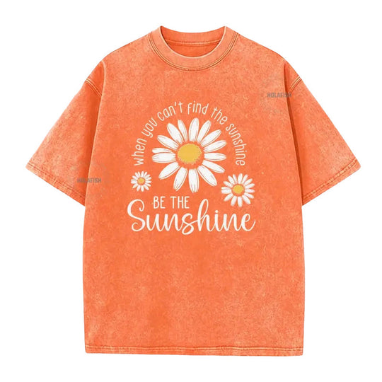 Unisex Vintage Washed Daisy Print Loose Fit T-Shirt