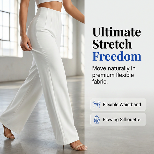 👖Women High Waist Solid Wide Leg Trousers – Slimming Long Straight Cut & Wrinkle Resistant Fabric 💕
