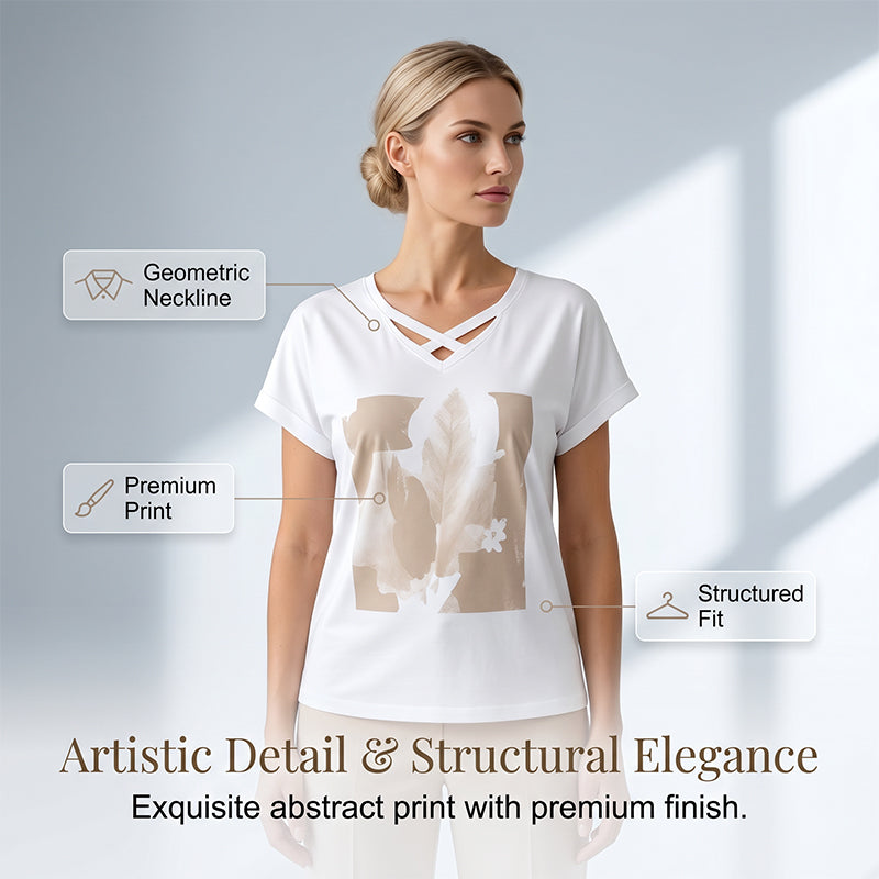 ⏰Women Casual Two Piece Set V Neck Tee and Cropped Pants