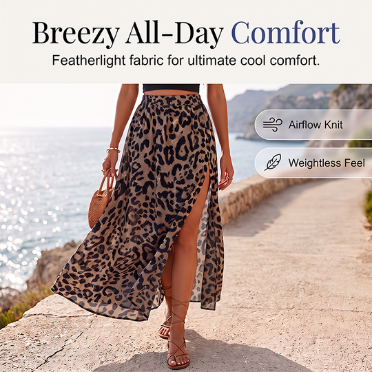 🎁2026 New Arrivals 50% OFF💥Women's Leopard Print High Split Maxi Skirt 🐆