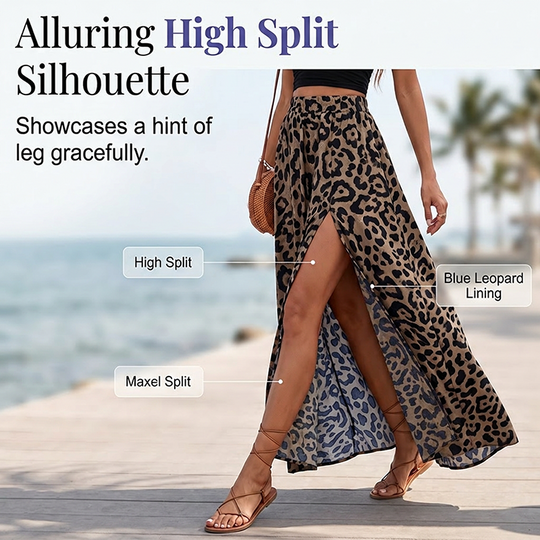 🎁2026 New Arrivals 50% OFF💥Women's Leopard Print High Split Maxi Skirt 🐆