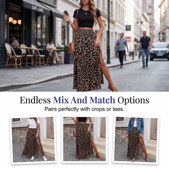 🎁2026 New Arrivals 50% OFF💥Women's Leopard Print High Split Maxi Skirt 🐆