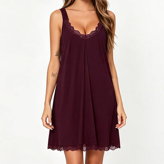 🎁2026 New Arrivals 50% OFF💥Women's Lace V-Neck Nightdress Loose Modal Slip Sleepwear