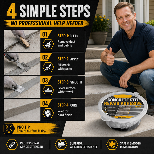 🥳2026 HOT SALE🥳💞50K+ SOLD!🔧🏠 50% OFF! Concrete Step Repair Adhesive – Permanently bonds cracked stairs & walkways. Weatherproof – resists heat, ice & rain. Walk safely again! 🛡️✨