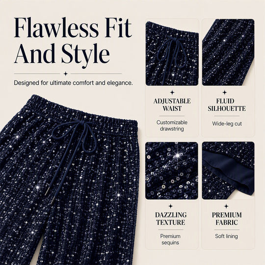 👖Women's Sequin Sparkle Elastic Waist Straight-Leg Pants