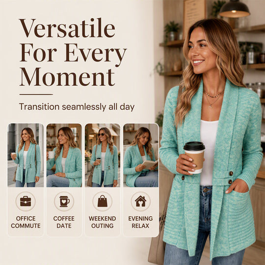 ✨Women's Casual Double-Breasted Knit Cardigan – Elegant Casual Layer For Cosy Everyday Style 🤍