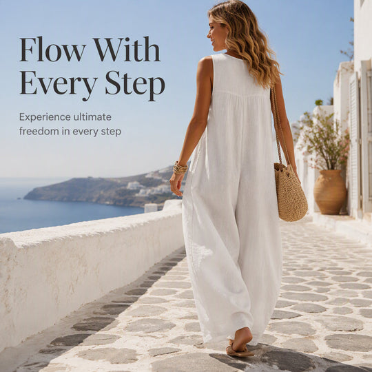 ☀️Women's Sleeveless V-Neck Wide-Leg Jumpsuit With Pockets– Effortless Chic With Pockets For Everyday Style🤍
