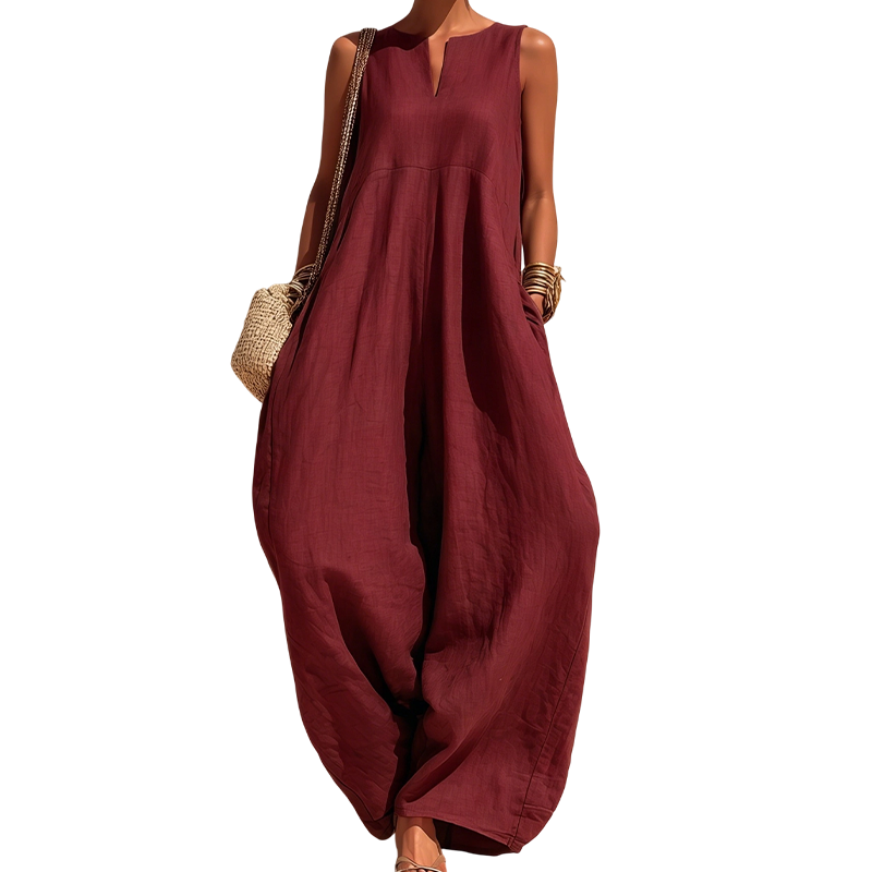 ☀️Women's Sleeveless V-Neck Wide-Leg Jumpsuit With Pockets– Effortless Chic With Pockets For Everyday Style🤍