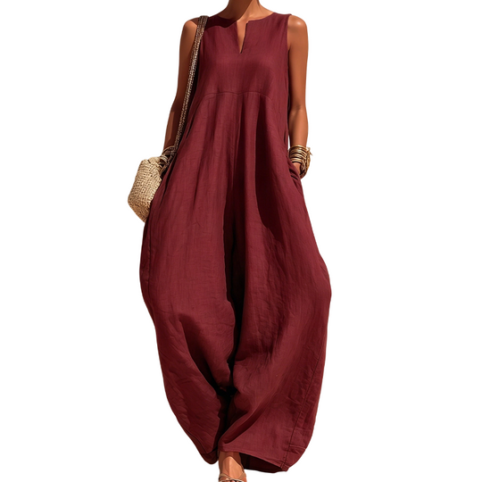 ☀️Women's Sleeveless V-Neck Wide-Leg Jumpsuit With Pockets– Effortless Chic With Pockets For Everyday Style🤍