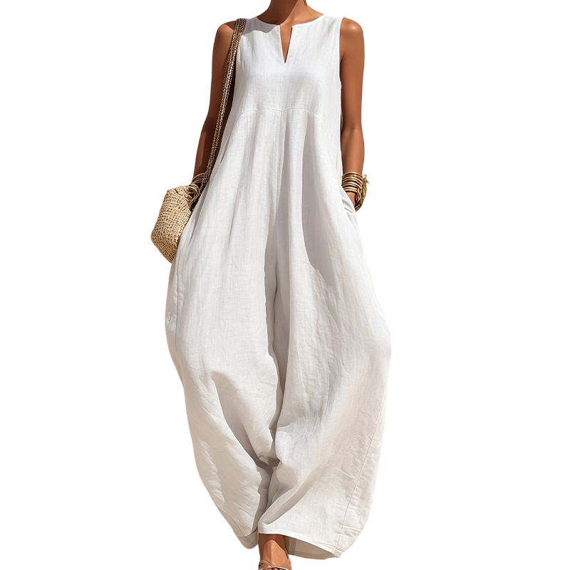 ☀️Women's Sleeveless V-Neck Wide-Leg Jumpsuit With Pockets– Effortless Chic With Pockets For Everyday Style🤍