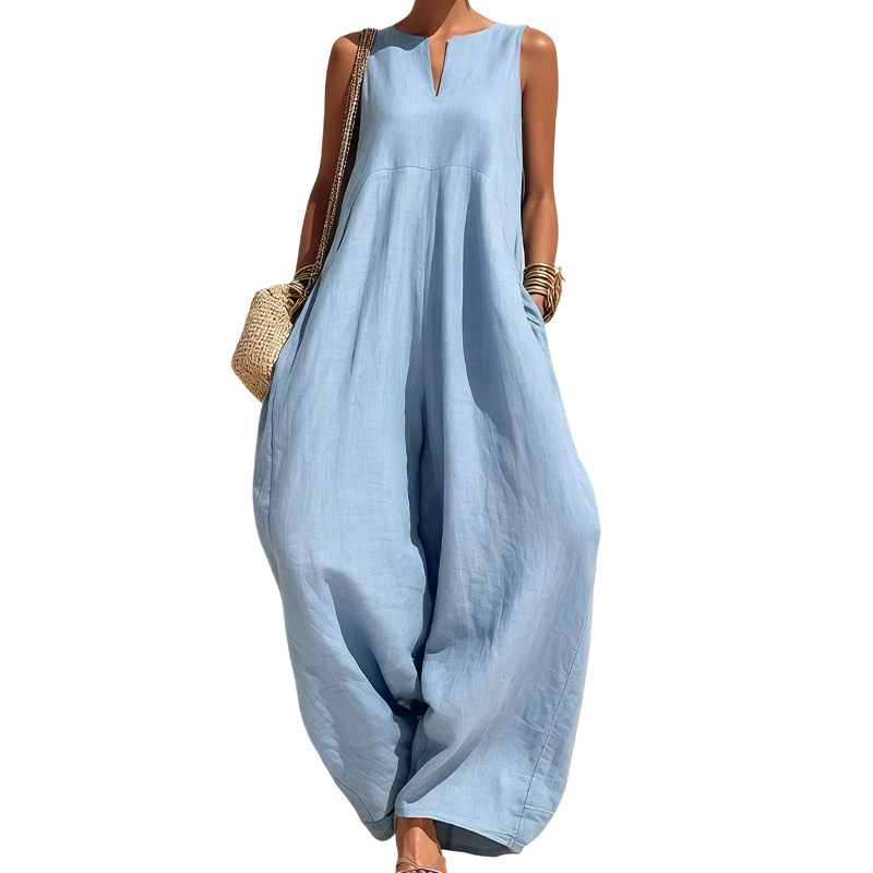 ☀️Women's Sleeveless V-Neck Wide-Leg Jumpsuit With Pockets– Effortless Chic With Pockets For Everyday Style🤍